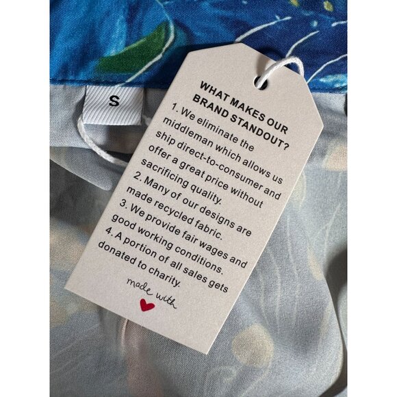 Womens S Button-Up Shirt Blue & Multicolor Abstract Print - Picture 6 of 16